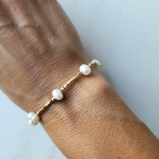 Fresh Water Pearl Cube Bracelet Sterling Silver 925 - Crystals and Me | Crystal Candles and Ethically Sourced Crystals
