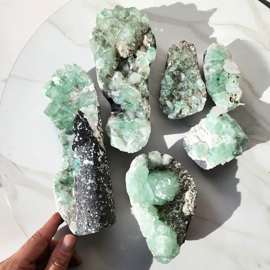 Green Apophyllite Crystal Rare Cluster Collectors Pieces