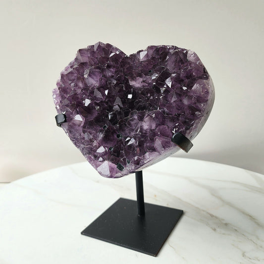Amethyst Heart Cluster AA Large on stand