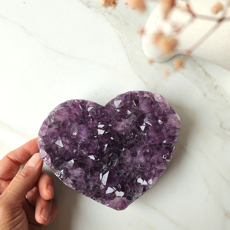 Amethyst Heart Cluster AA Large on stand