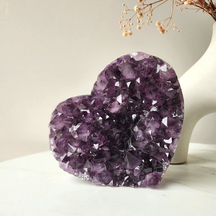 Amethyst Heart Cluster AA Large on stand