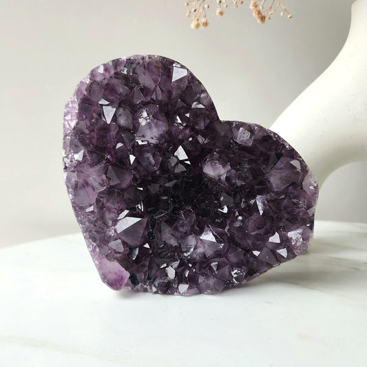 Amethyst Heart Cluster AA Large on stand
