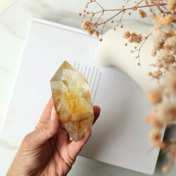 Smokey Citrine AAA Natural Polished Point on stand