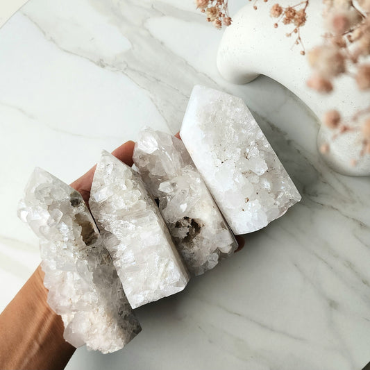Clear Quartz Cluster Half Polished Point Tower
