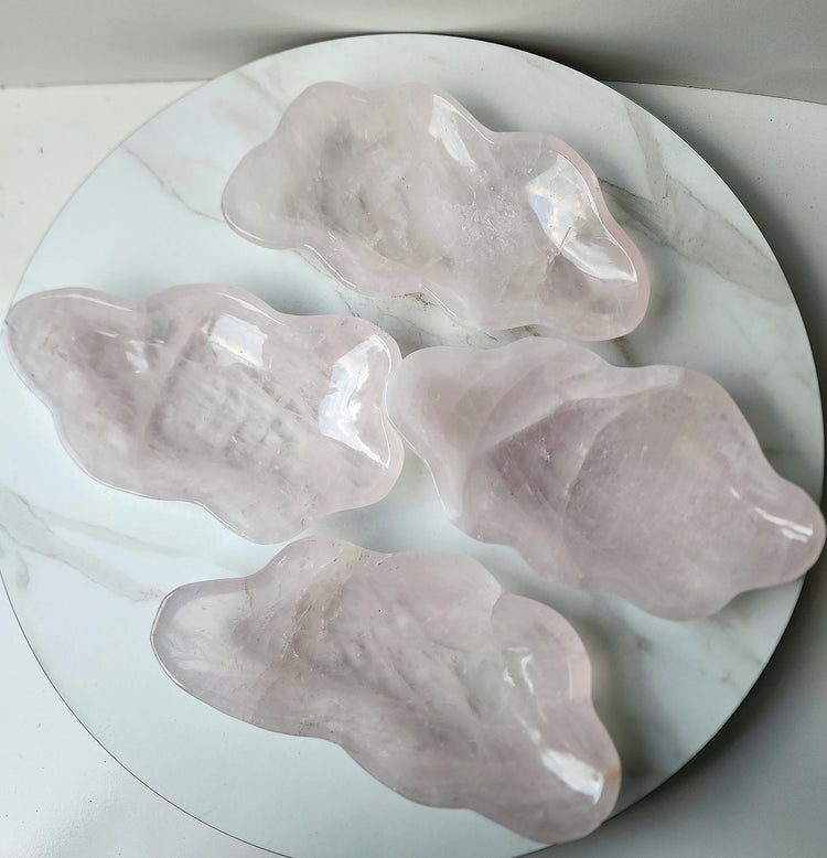 Rose Quartz Carved Crystal Bowl Polished AA