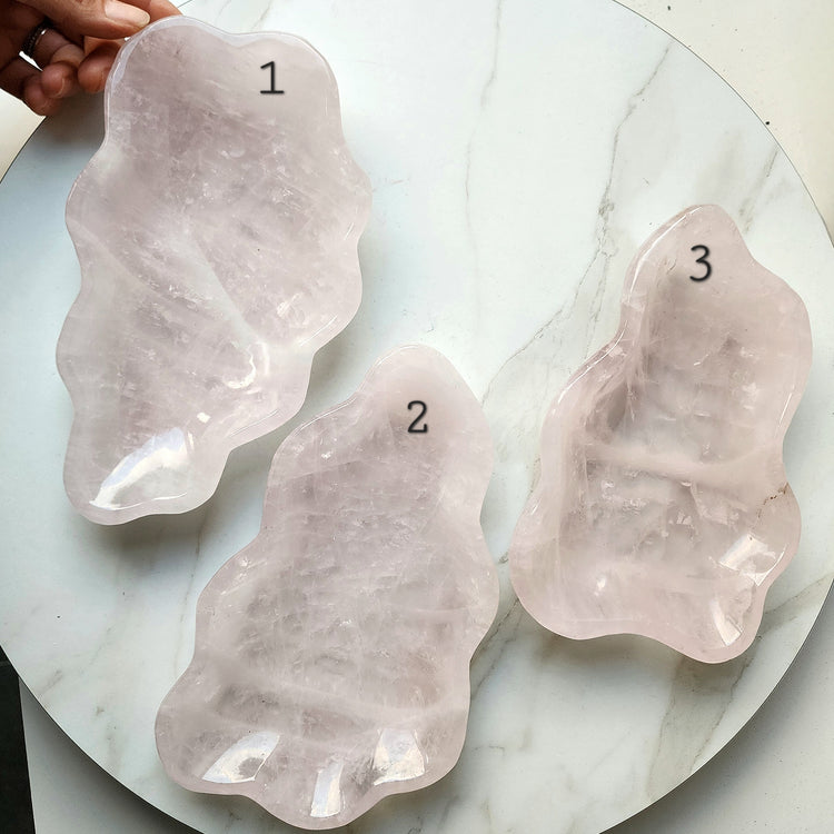 Rose Quartz Carved Crystal Bowl Polished AA