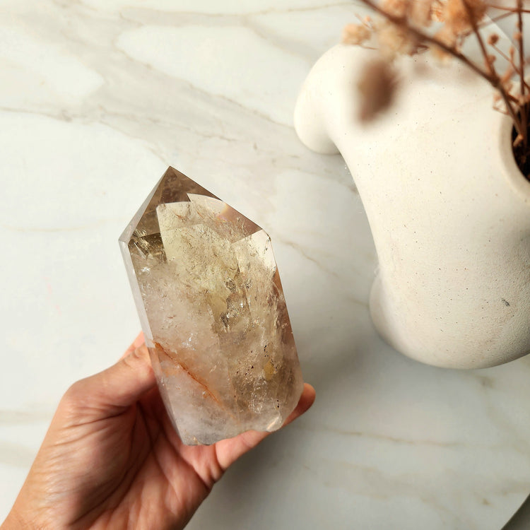 Smokey Citrine AAA Natural Polished Point on stand