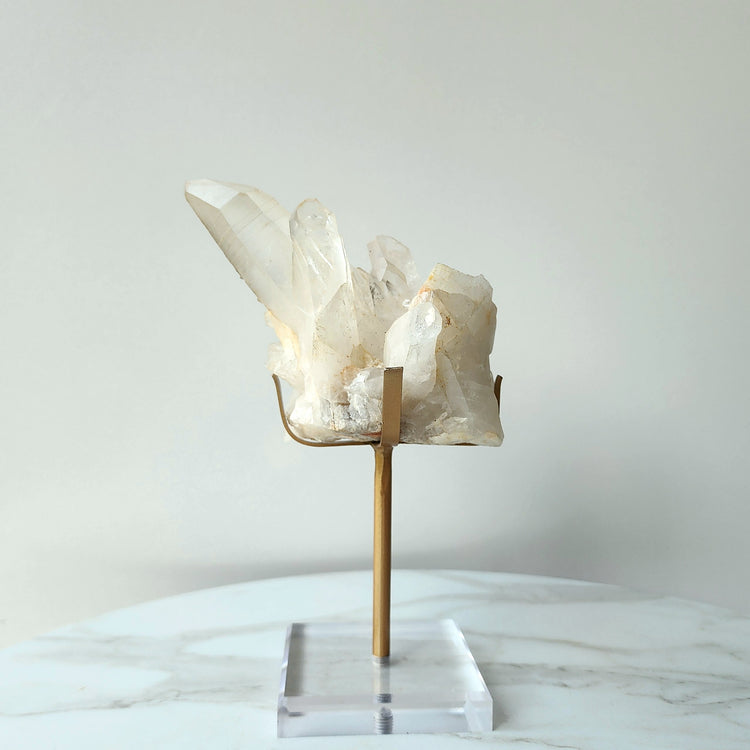 Clear Quartz Cluster with Lemurian Inclusion on custom stand