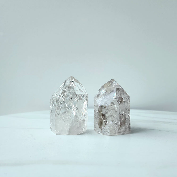 Fire and Ice Clear Quartz Crystal Polished Point Large