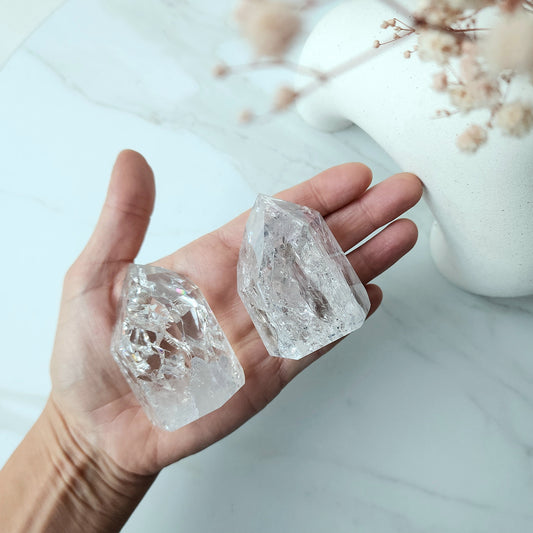 Fire and Ice Clear Quartz Crystal Polished Point Large