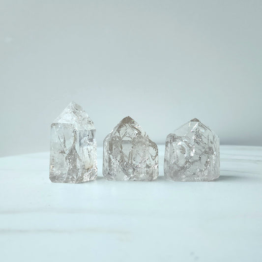 Fire and Ice Clear Quartz Crystal Polished Point Medium