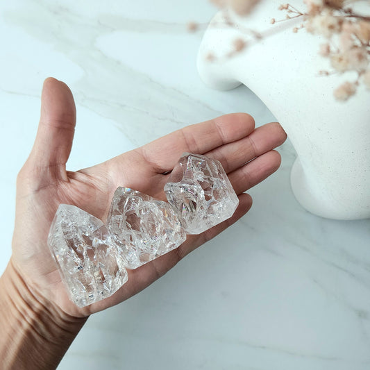 Fire and Ice Clear Quartz Crystal Polished Point Medium