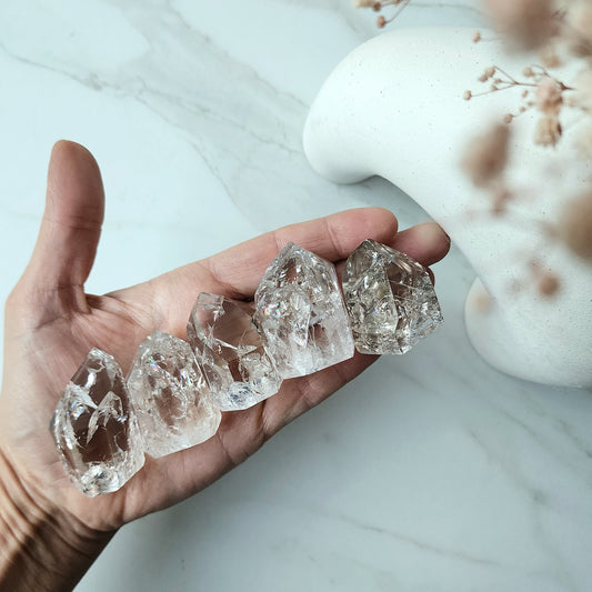 Fire and Ice Clear Quartz Crystal Polished Point Small + XSmall