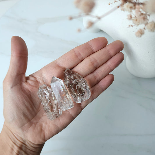 Fire and Ice Clear Quartz Crystal Polished Point Small + XSmall