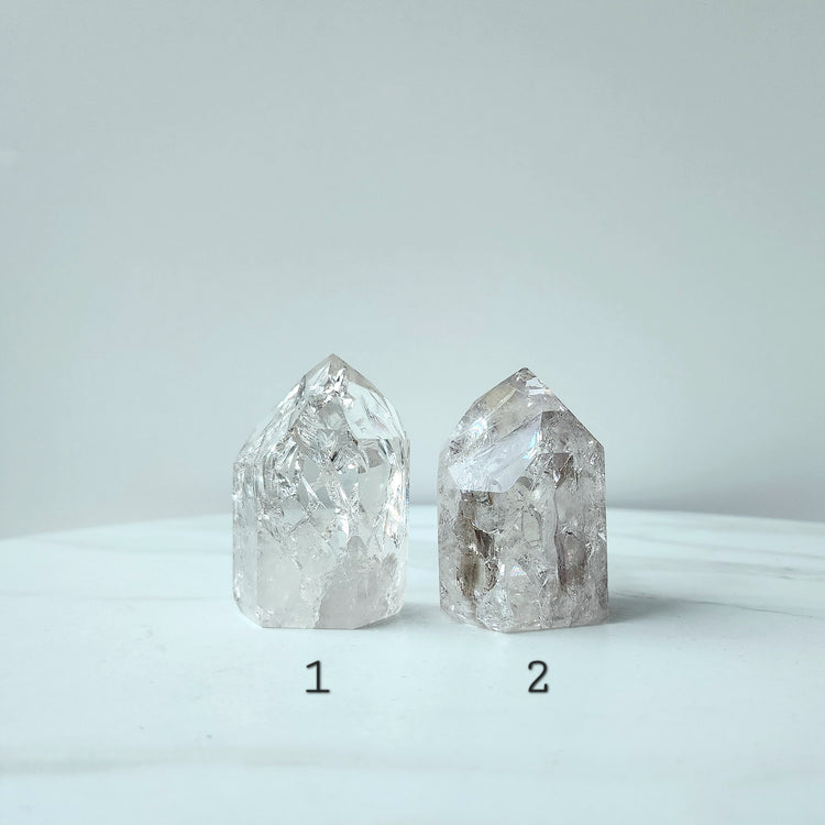 Fire and Ice Clear Quartz Crystal Polished Point Large