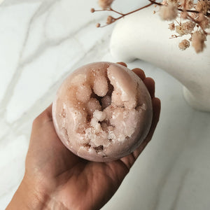 Pink Amethyst Carved Sphere with Holder Large - Crystals and Me | Crystal Candles and Ethically Sourced Crystals