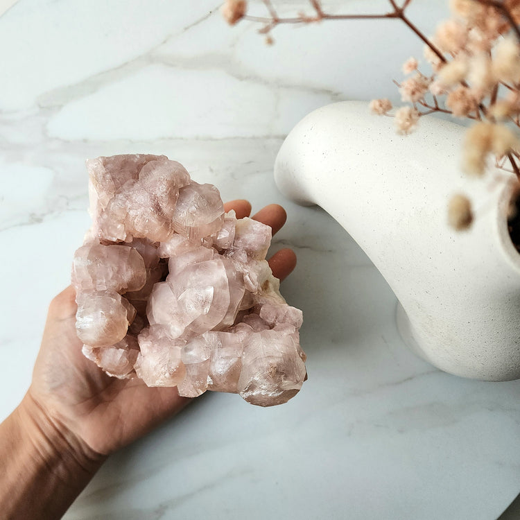Pink Calcite Crystal Cluster AA 3