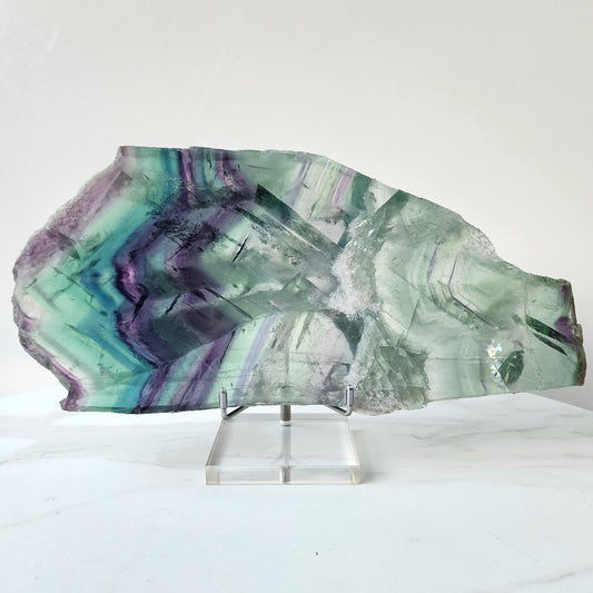 Rainbow Fluorite Crystal Slab Slice AAA