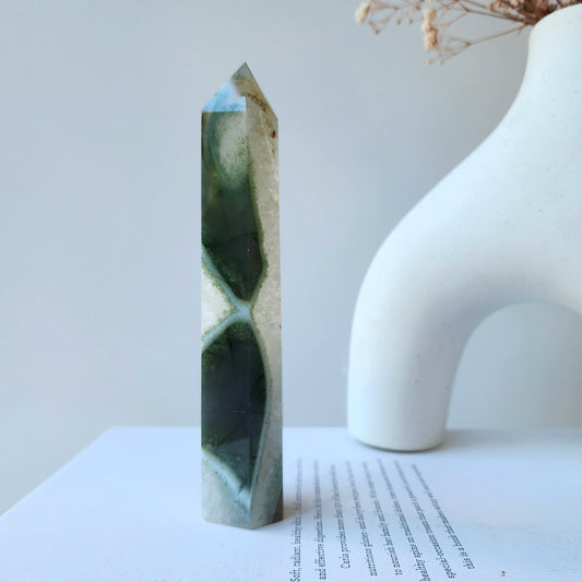 Banding Agate Crystal Tower Point