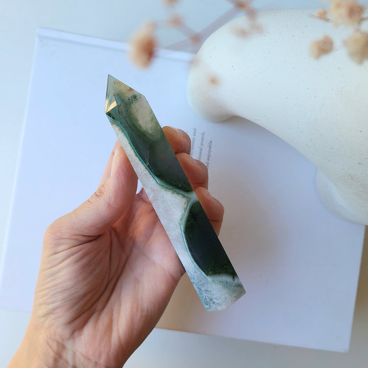 Banding Agate Crystal Tower Point