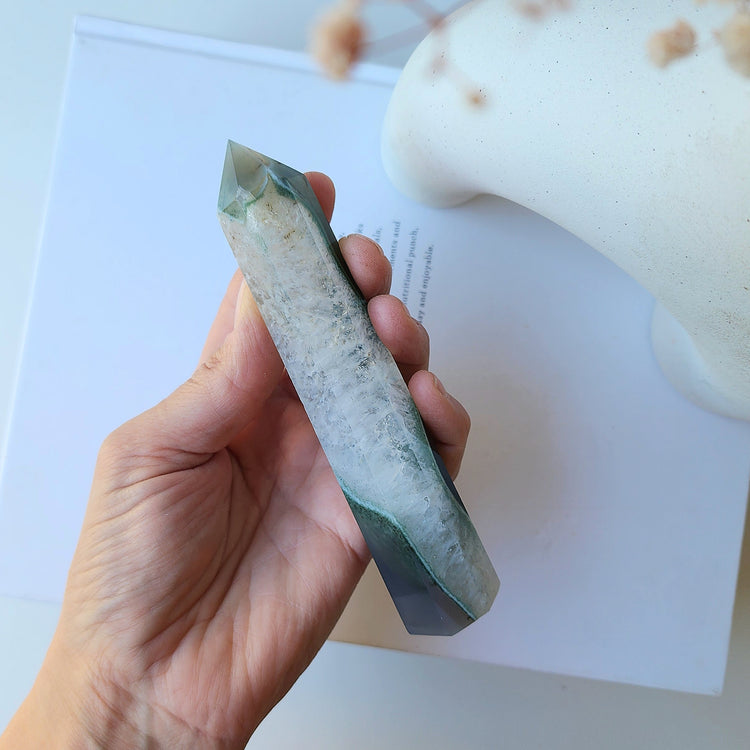 Banding Agate Crystal Tower Point
