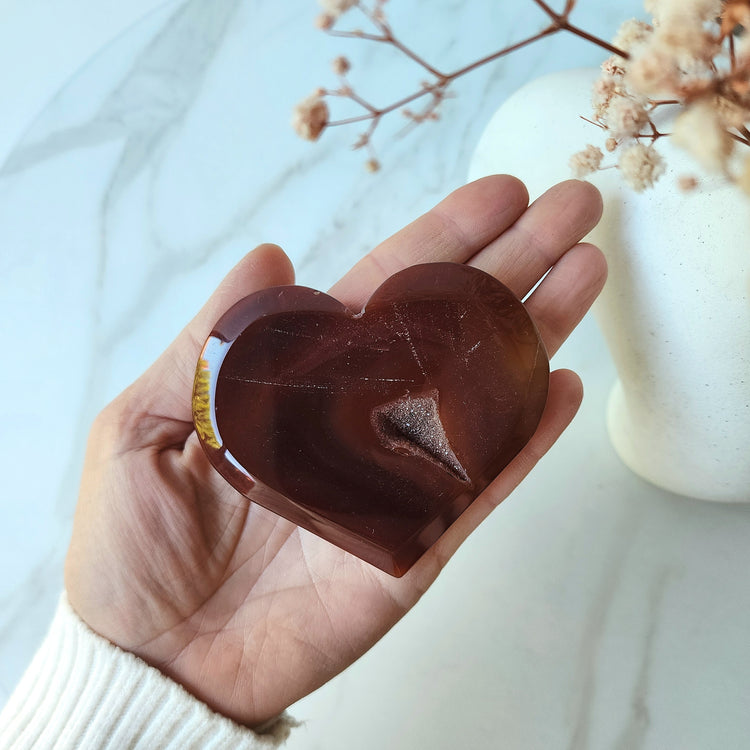 Carnelian Crystal Heart on stand