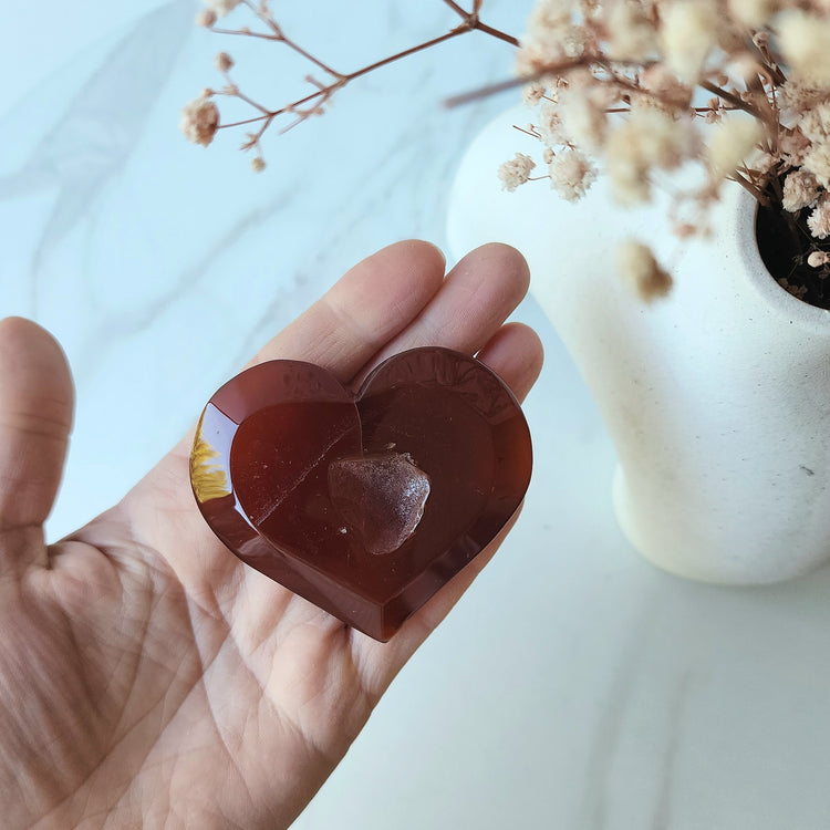 Carnelian Crystal Heart on stand