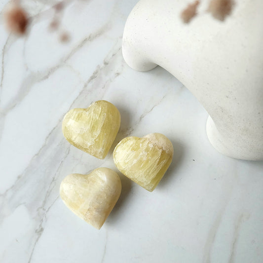 Yellow Calcite Crystal Heart