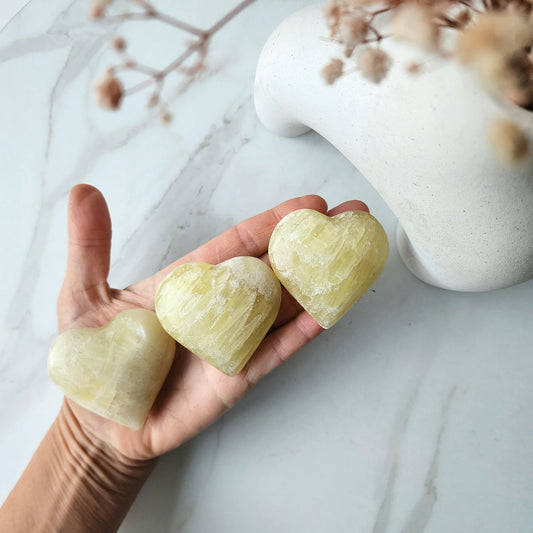 Yellow Calcite Crystal Heart