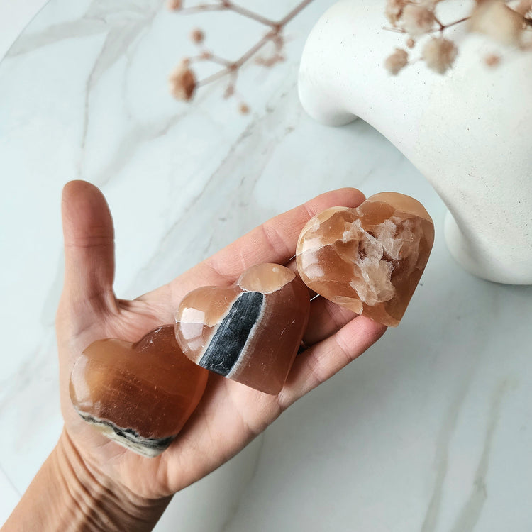 Honey Calcite Crystal Heart