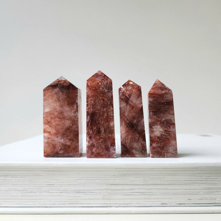 Fire Quartz Crystal Point Tower