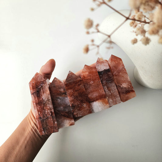 Fire Quartz Crystal Point Tower