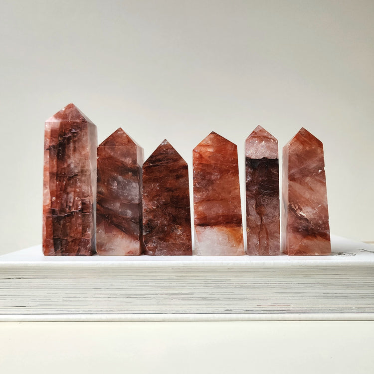 Fire Quartz Crystal Point Tower