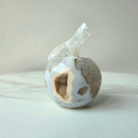 Agate Crystal Apple with Druzy AAA