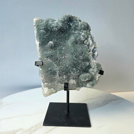 Green Zeolite Crystal Cluster on stand XL