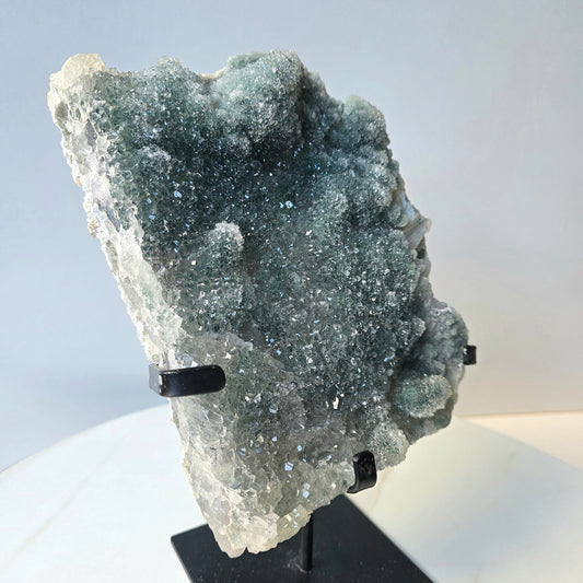 Green Zeolite Crystal Cluster on stand XL