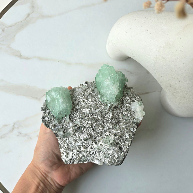 Green Apophyllite Crystal Rare Cluster Collectors Pieces