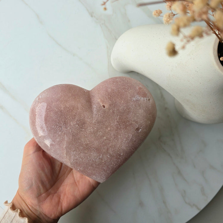 Pink Amethyst Crystal Heart on Stand Large