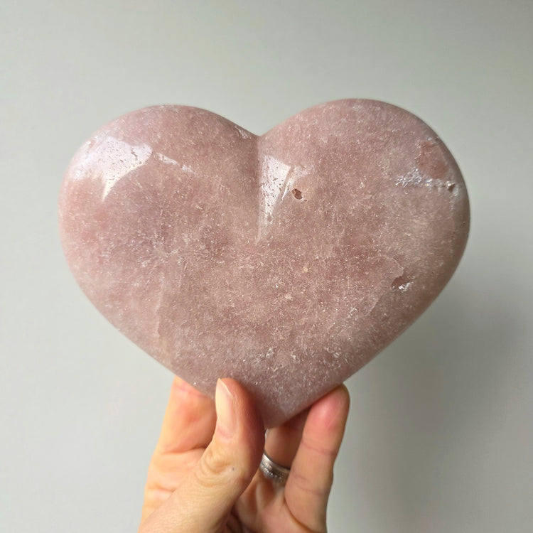 Pink Amethyst Crystal Heart on Stand Large