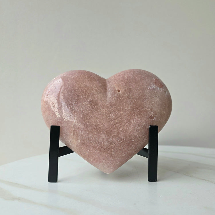 Pink Amethyst Crystal Heart on Stand Large