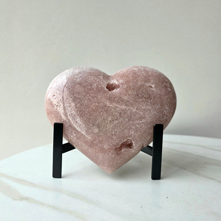 Pink Amethyst Crystal Heart on Stand Large