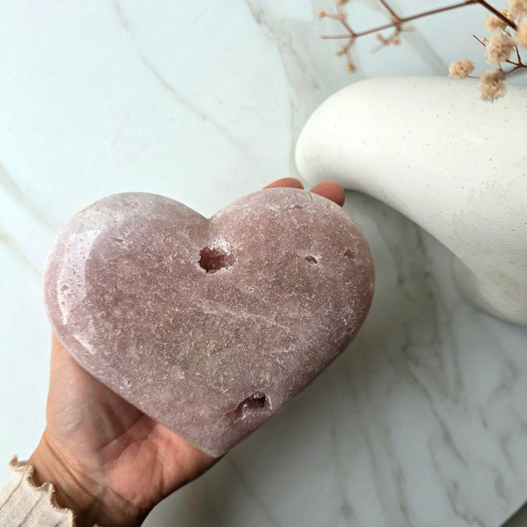 Pink Amethyst Crystal Heart on Stand Large