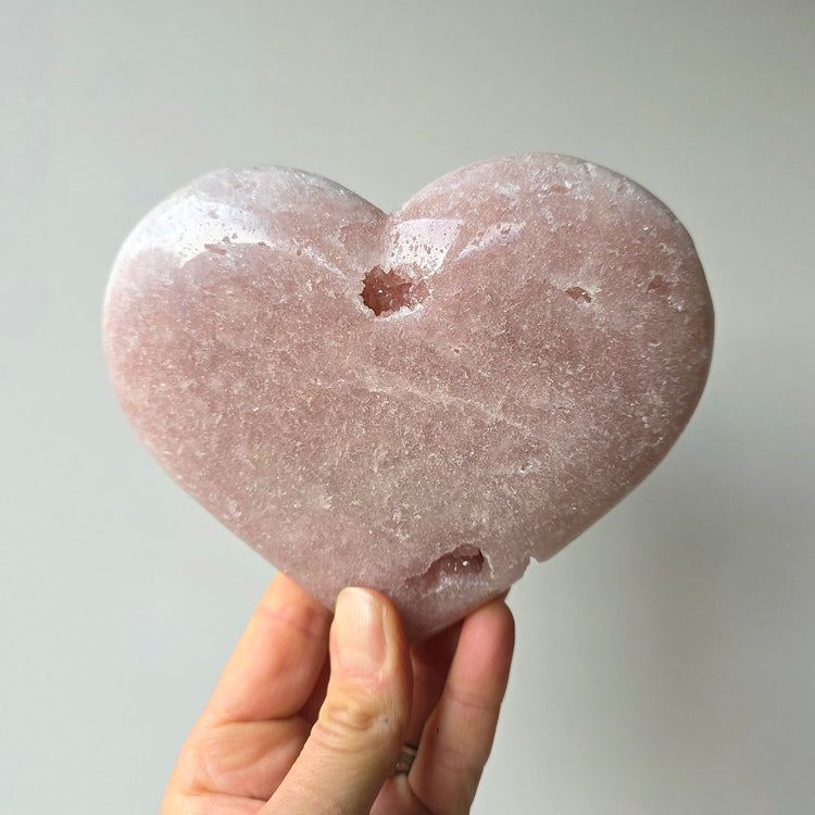 Pink Amethyst Crystal Heart on Stand Large