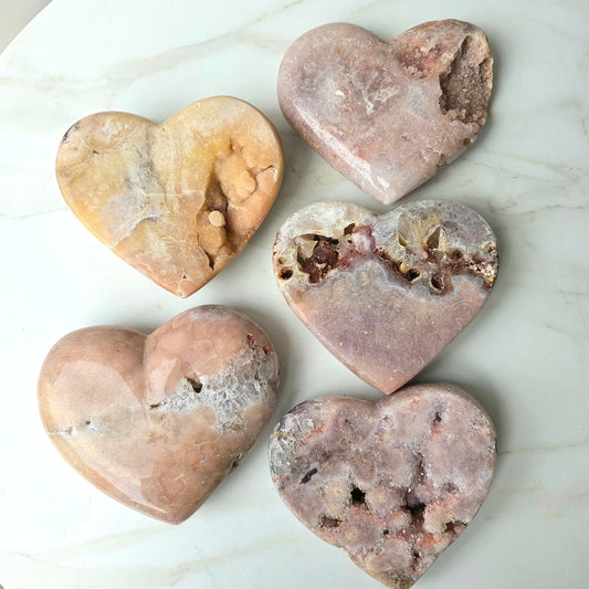 Pink Amethyst Crystal Heart with Cluster and Druze Medium