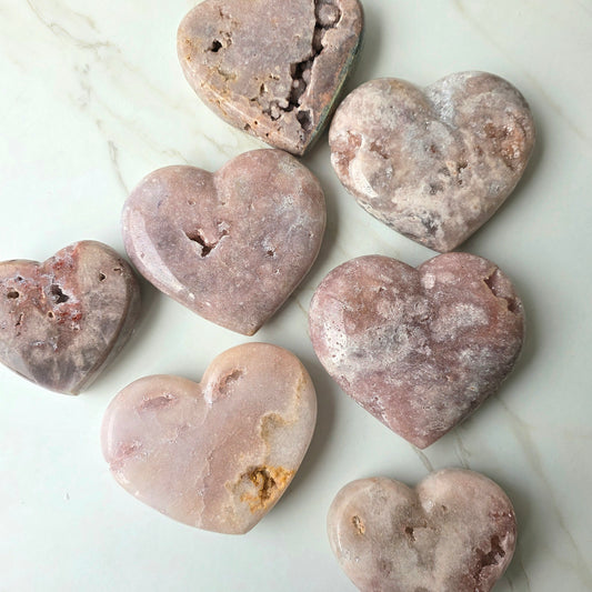 Pink Amethyst Crystal Heart with Druzy Cluster Small
