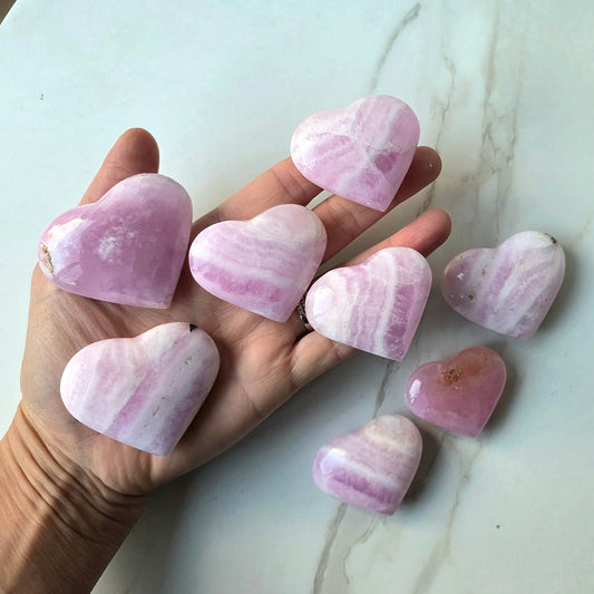 Pink Aragonite Crystal Heart
