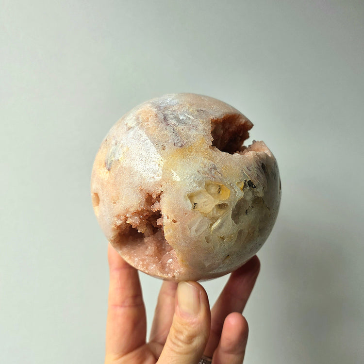 Pink Amethyst Crystal Sphere with Cluster Druzy