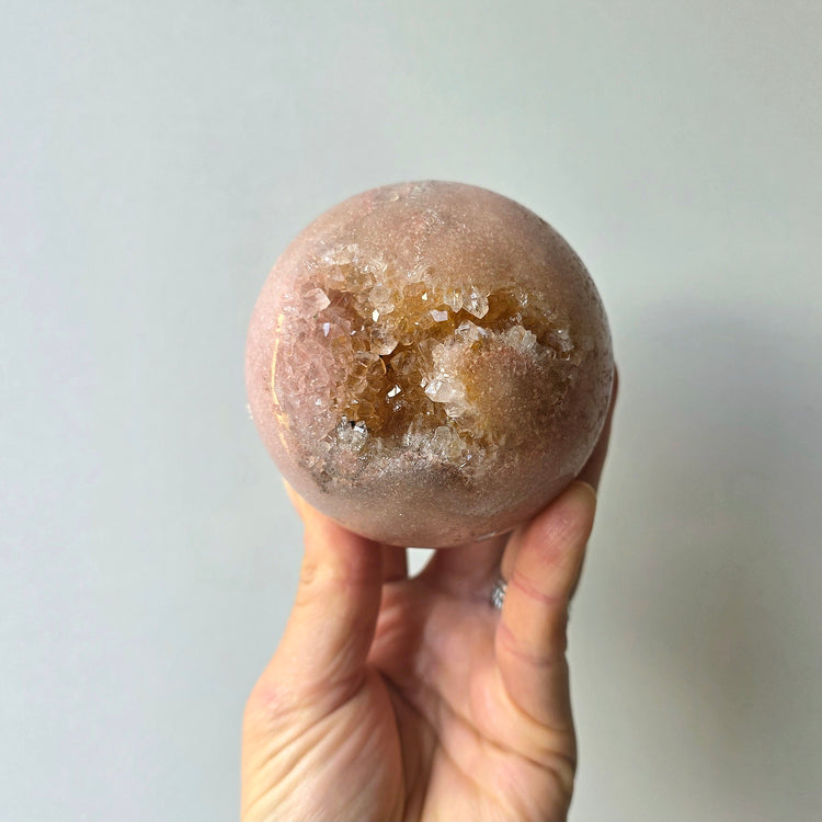 Pink Amethyst Crystal Sphere with Cluster Druzy
