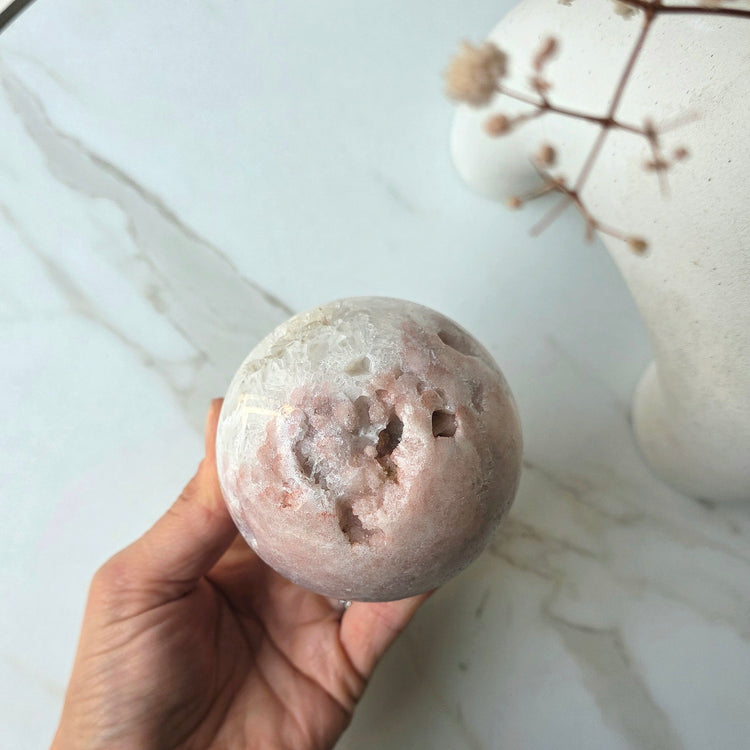 Pink Amethyst Crystal Sphere with Cluster Druzy