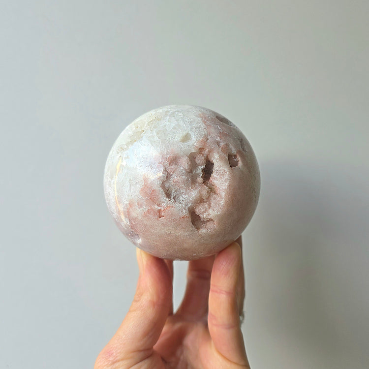 Pink Amethyst Crystal Sphere with Cluster Druzy